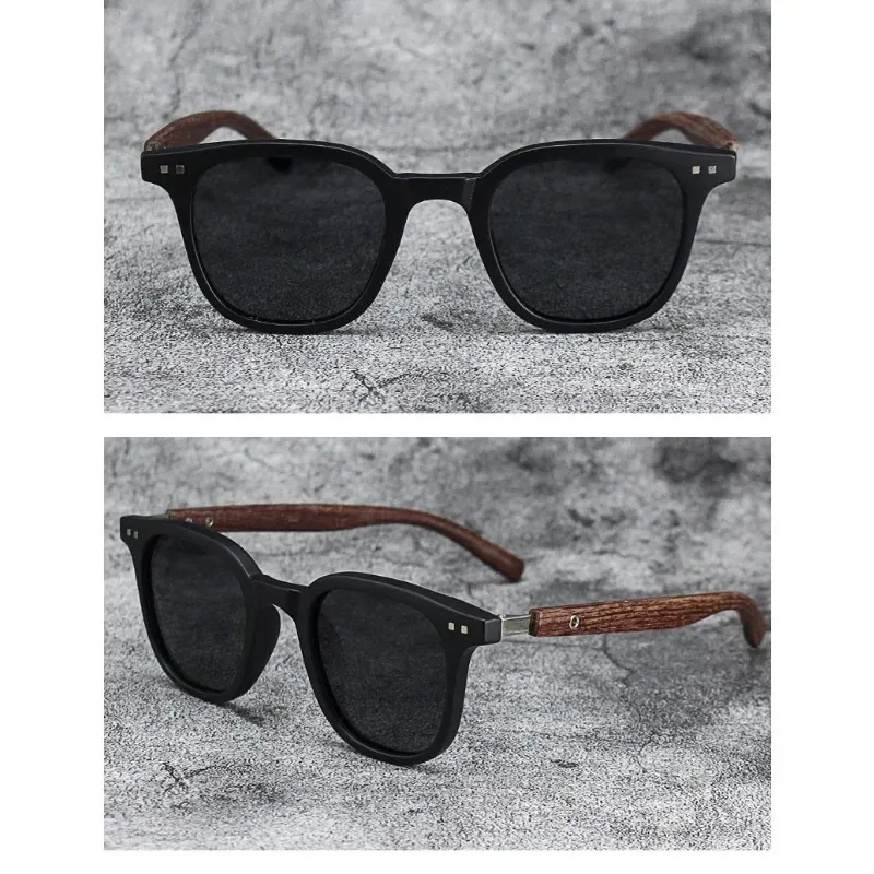 Lunettes de soleil rétro en grain de bois, lifestyle