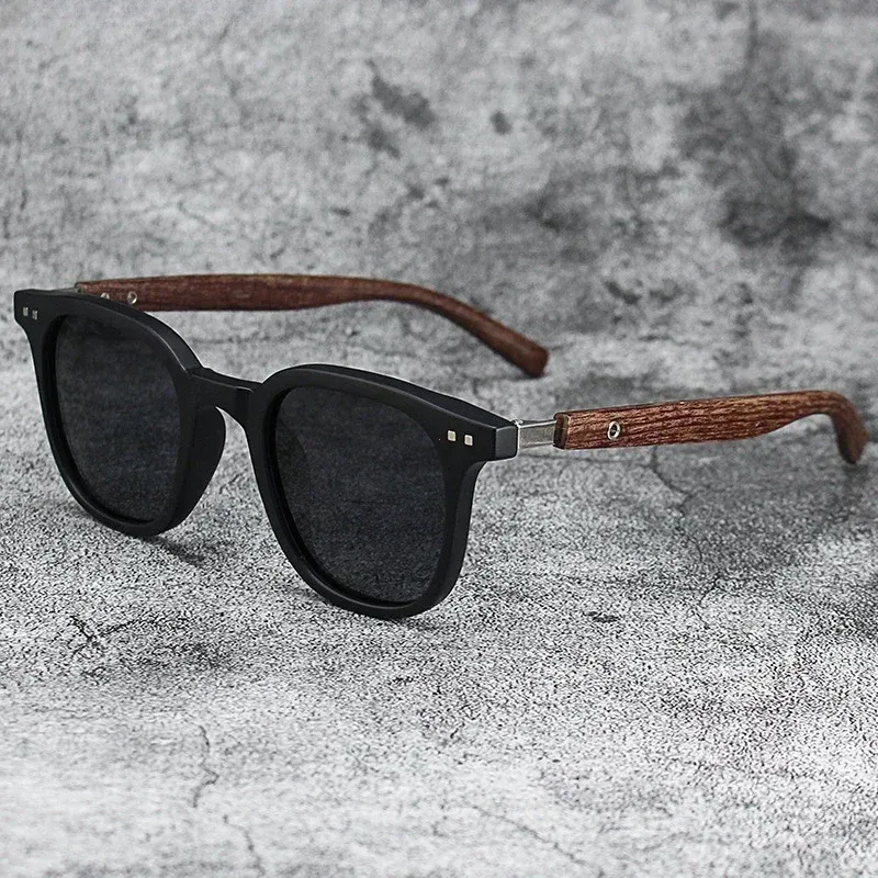 Lunettes de soleil polarisées effet bois pour hommes et femmes, style rétro, protection UV 9