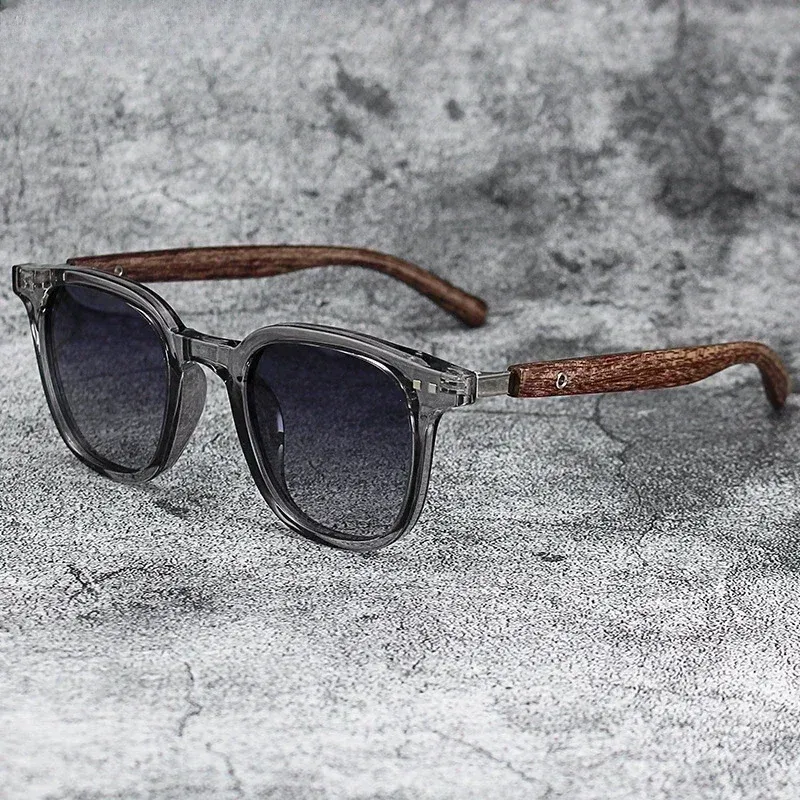 Lunettes de soleil polarisées effet bois pour hommes et femmes, style rétro, protection UV 10