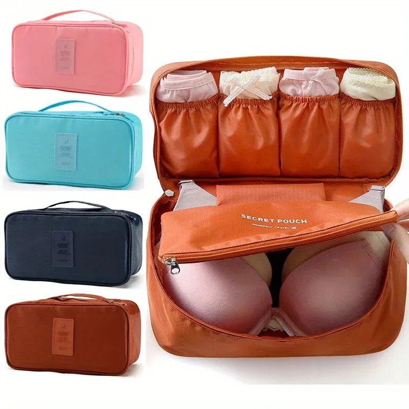 Sac de rangement de voyage portable pour soutien-gorge et sous-vêtements, trousse de toilette et cosmétiques