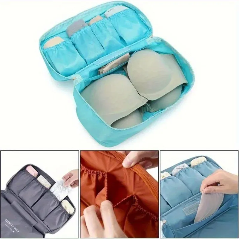 Sac de rangement de voyage portable pour soutien-gorge et sous-vêtements, trousse de toilette et cosmétiques 5