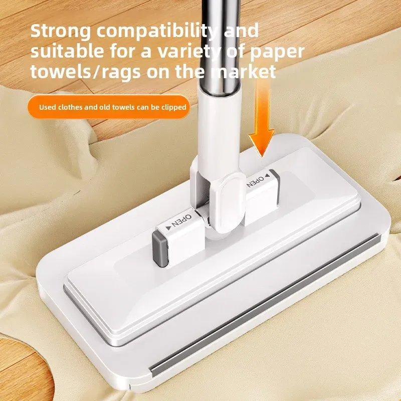 Vadrouille plate multifonction en tissu pour le ménage, sans lavage des mains, avec essorage automatique et démontage en un bouton 3