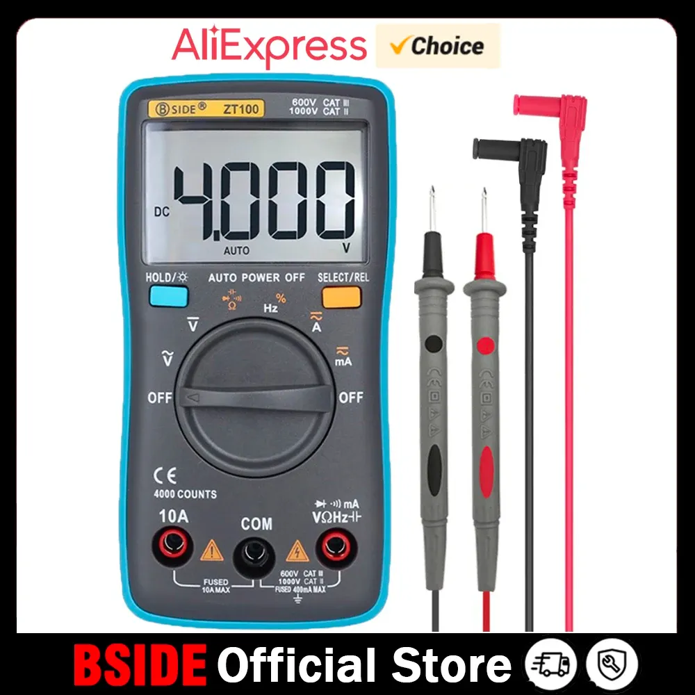 Multimètre numérique avec rétroéclairage, tension CC, tension CA, courant, fréquence Hz, diode, Ohm, ampèremètre, voltmètre, ZT100, 4000 points 1