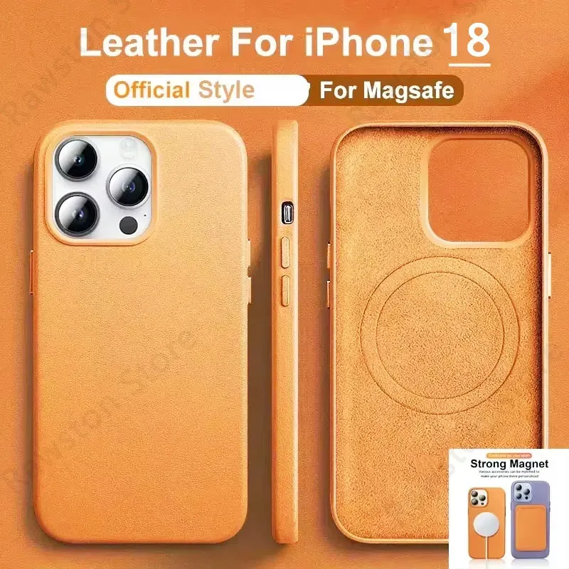 Étui en cuir magnétique officiel pour Apple iPhone 17, 18 Pro Max, 16, 13, 12, 14, 15 Plus, compatible MagSafe 1
