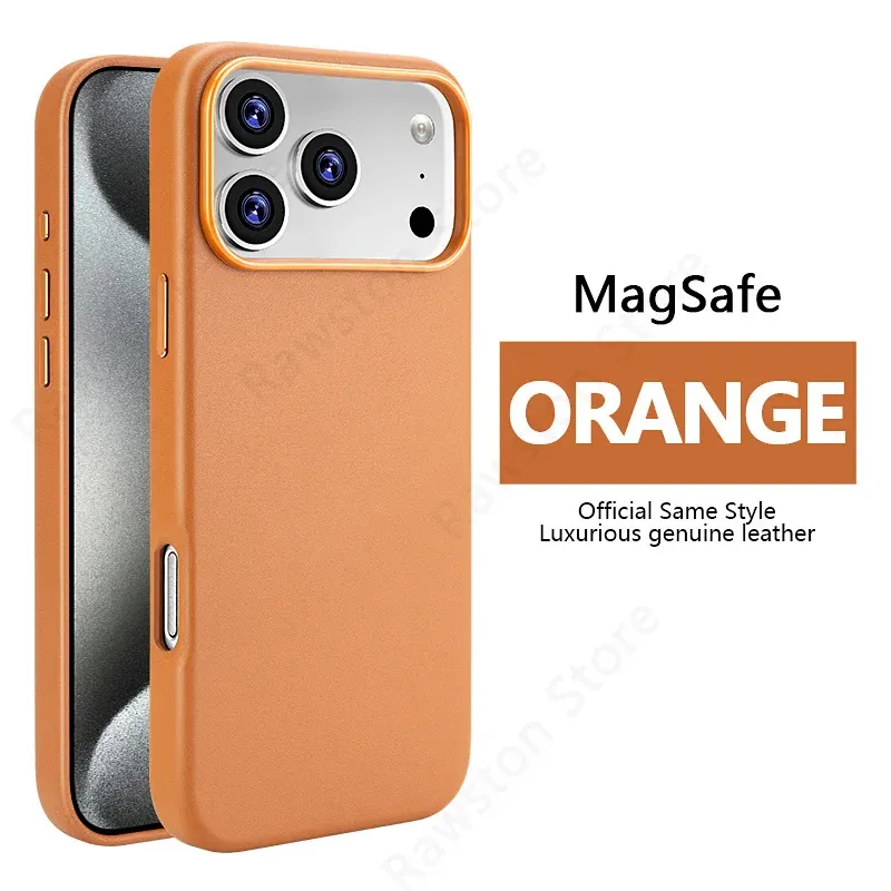 Étui en cuir magnétique officiel pour Apple iPhone 17, 18 Pro Max, 16, 13, 12, 14, 15 Plus, compatible MagSafe 8