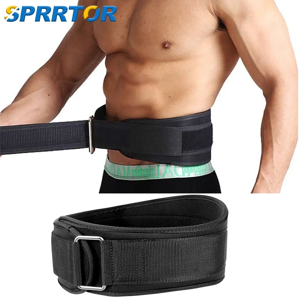 Ceinture d'haltérophilie de gymnastique à taille réglable, soutien lombaire pour squat, soulevé de terre et entraînement en musculation (noir et bleu)