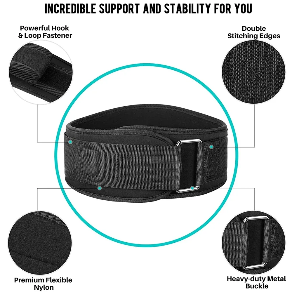 Ceinture d'haltérophilie de gymnastique à taille réglable, soutien lombaire pour squat, soulevé de terre et entraînement en musculation (noir et bleu) 3
