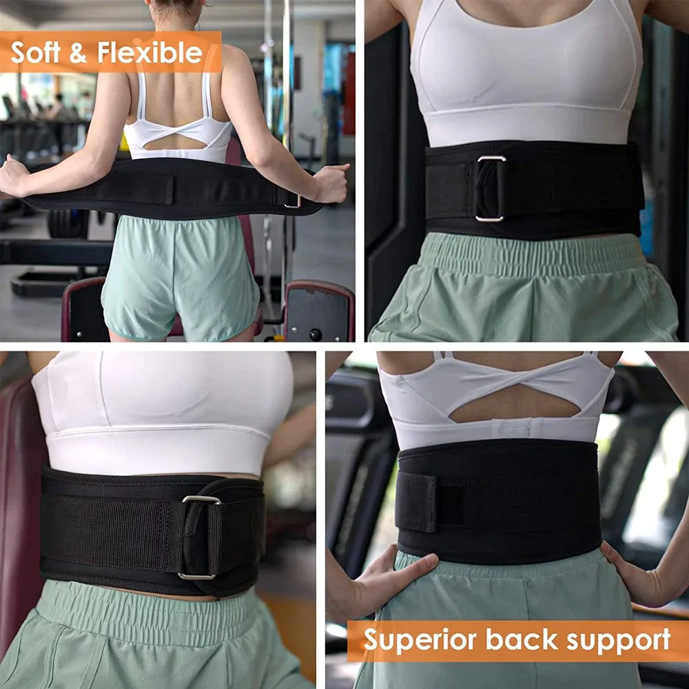Ceinture d'haltérophilie de gymnastique à taille réglable, soutien lombaire pour squat, soulevé de terre et entraînement en musculation (noir et bleu) 4