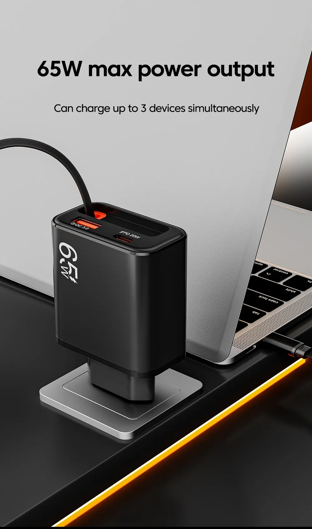 Chargeur USB-C 65W, vue d'ensemble
