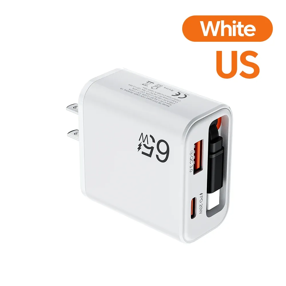 Chargeur USB-C 65 W à charge rapide avec câble rétractable, compatible iPhone, Samsung, POCO et Xiaomi 9