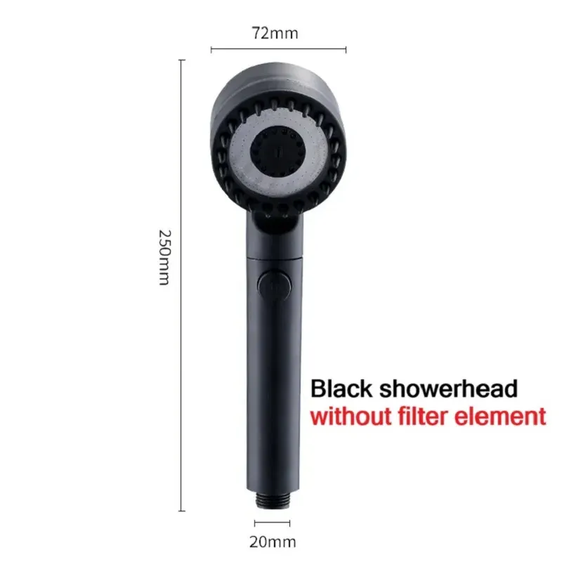 Pommeau de douche filtrant haute pression à 3 modes de pulvérisation réglables, effet pluie, avec accessoires 6