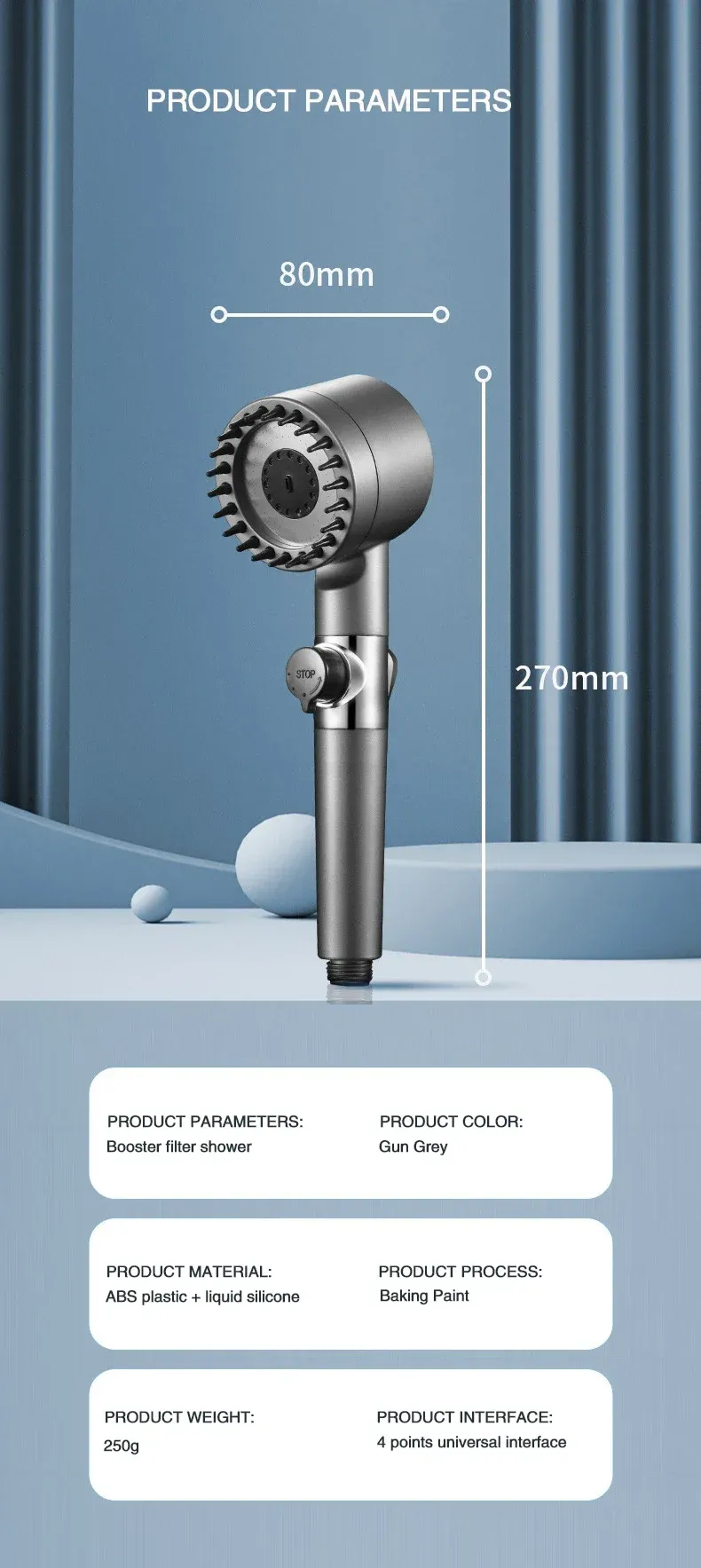 Pommeau de douche filtrant haute pression