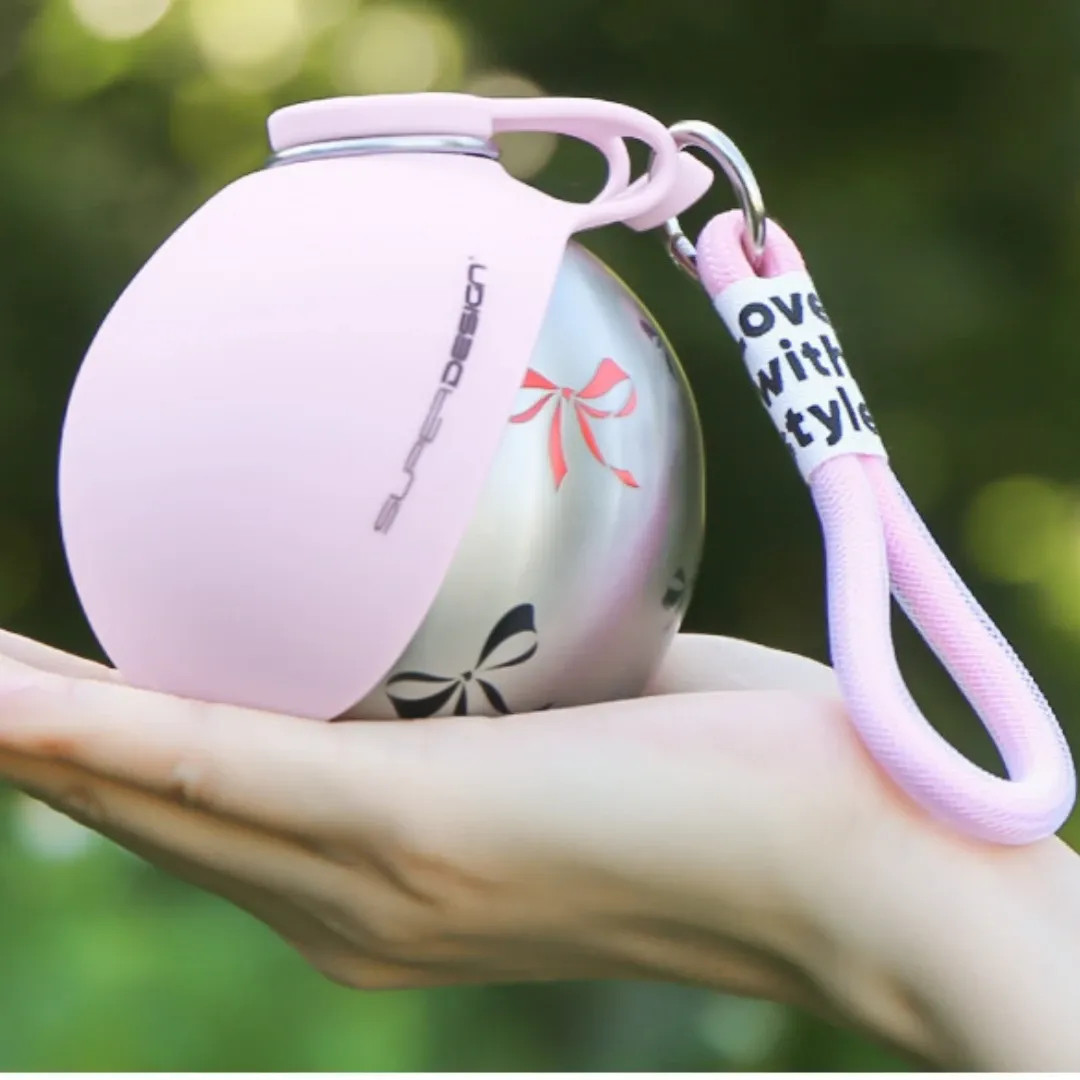 Gourde portable 2-en-1 pour petits chiens - Gourde de voyage pour chien anti-fuite et compacte - Gourde en acier inoxydable et silicone 4