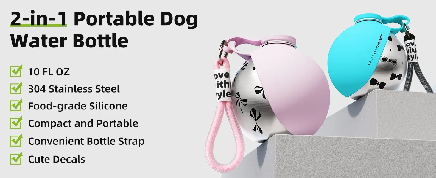 Gourde 2-en-1 pour petits chiens, finition