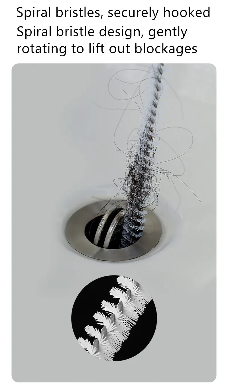 Brosse de débouchage de tuyau longue durée, furet flexible, outil de déboucheur de trou d'évacuation Everg, égout de cuisine 4