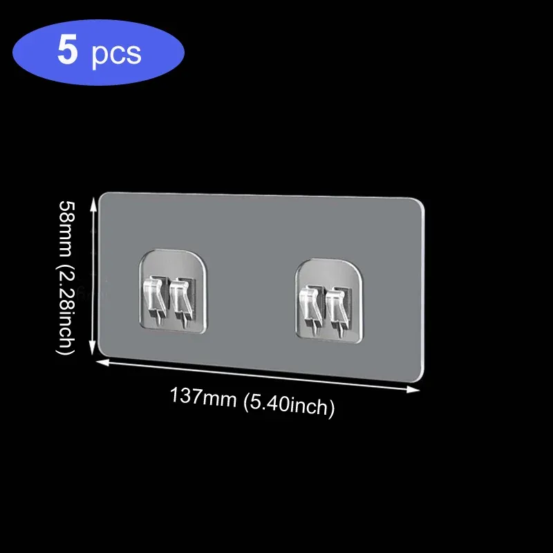 Crochet mural auto-adhésif transparent en fil, double face, pour cuisine et salle de bain (lot de 5 ou 10) 16