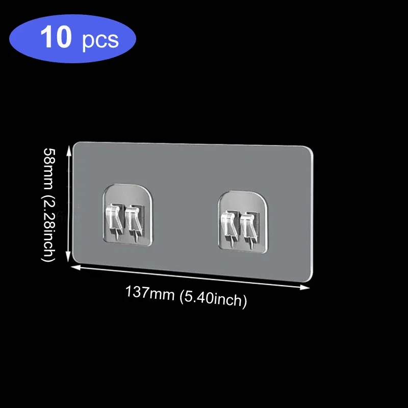 Crochet mural auto-adhésif transparent en fil, double face, pour cuisine et salle de bain (lot de 5 ou 10) 18