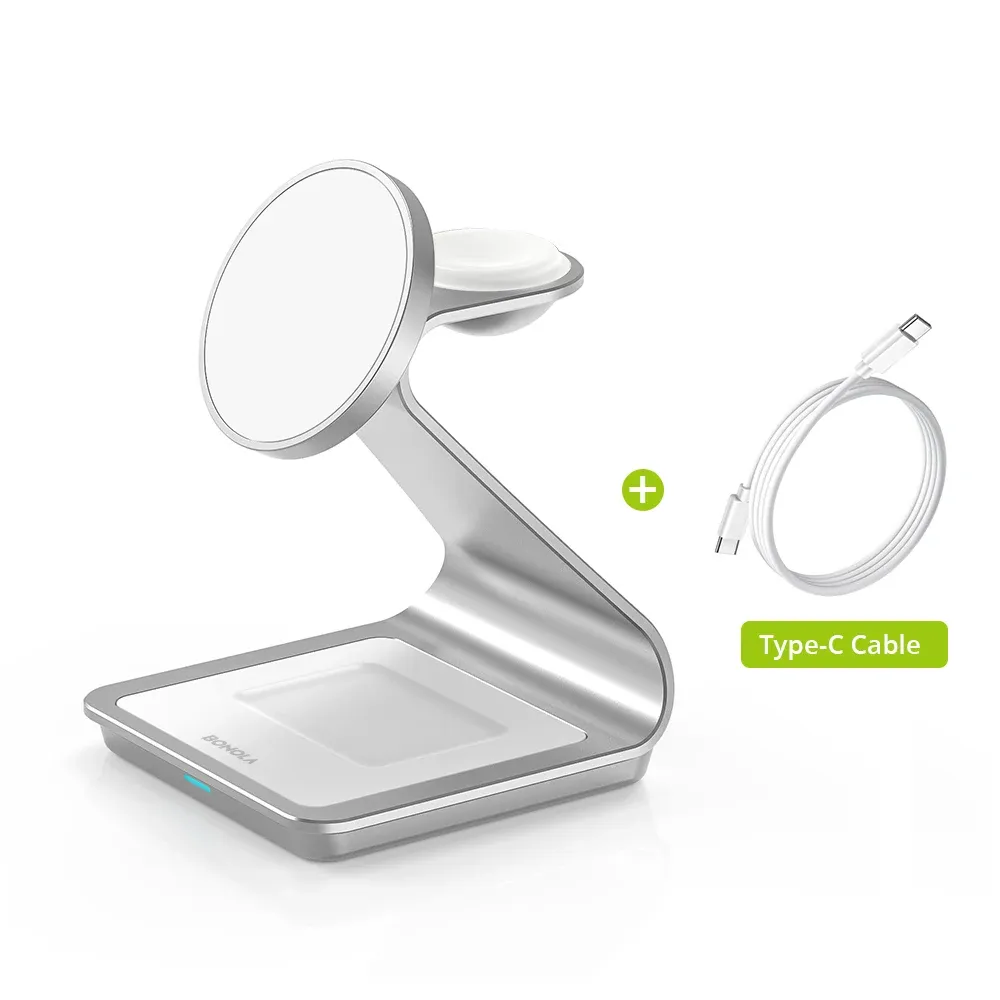 Bonola – Chargeur sans fil magnétique 3 en 1 pour iPhone 17/16/15/14/13/12, 30 W, station de charge sans fil pour Apple Watch et AirPods Pro 7