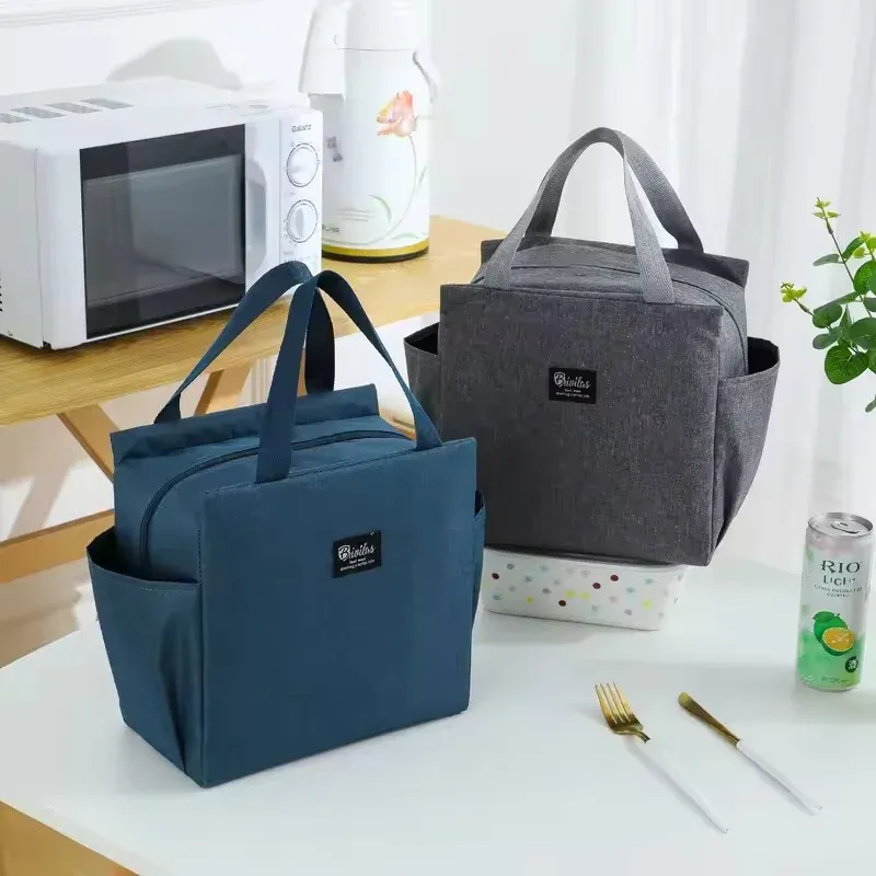 Sac isolant à déjeuner en tissu Oxford à double compartiment, grande capacité, pour étudiants et pique-niques - Image 1
