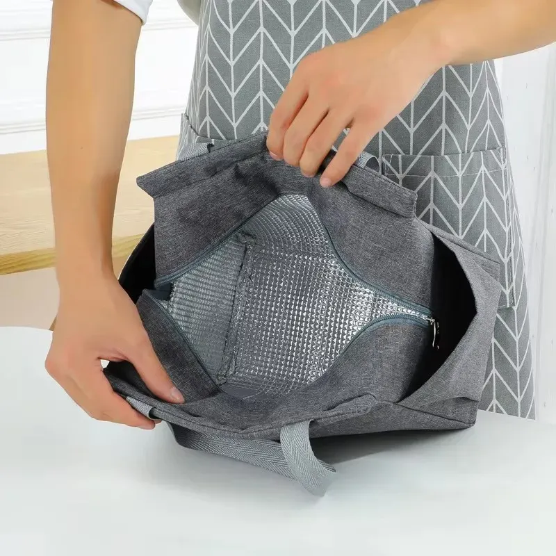 Sac isolant à déjeuner en tissu Oxford à double compartiment, grande capacité, pour étudiants et pique-niques 2