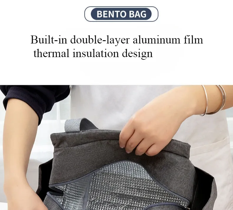 Sac à déjeuner à double poche en tissu Oxford