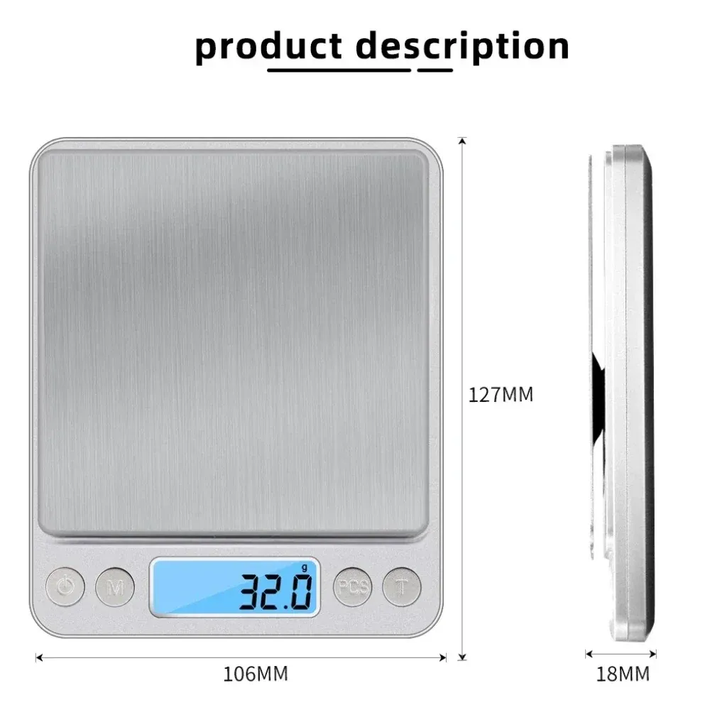 Balance numérique portable de précision pour cuisine, aliments et bijoux, écran LCD