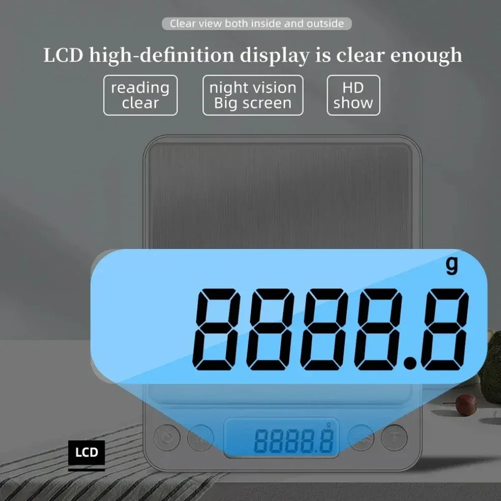 Balance numérique portable de précision pour cuisine, aliments et bijoux, écran LCD 3