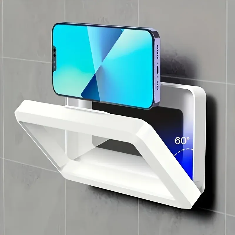Support de téléphone de douche rotatif à 360°, en ABS, design transparent, compatible avec les rideaux de douche en plastique, adapté à toutes les saisons 6