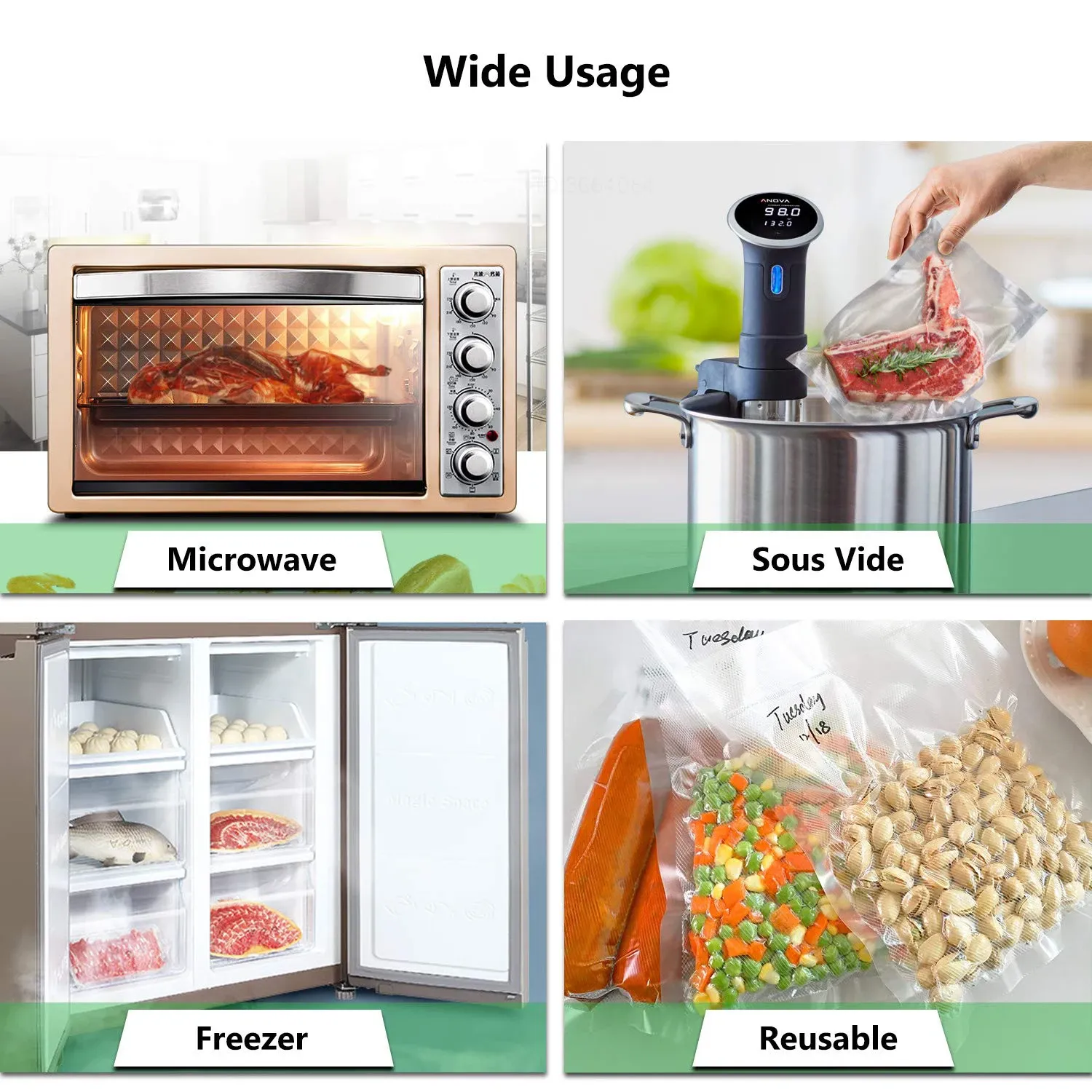 Sacs à rouler sous vide pour une conservation alimentaire soignée