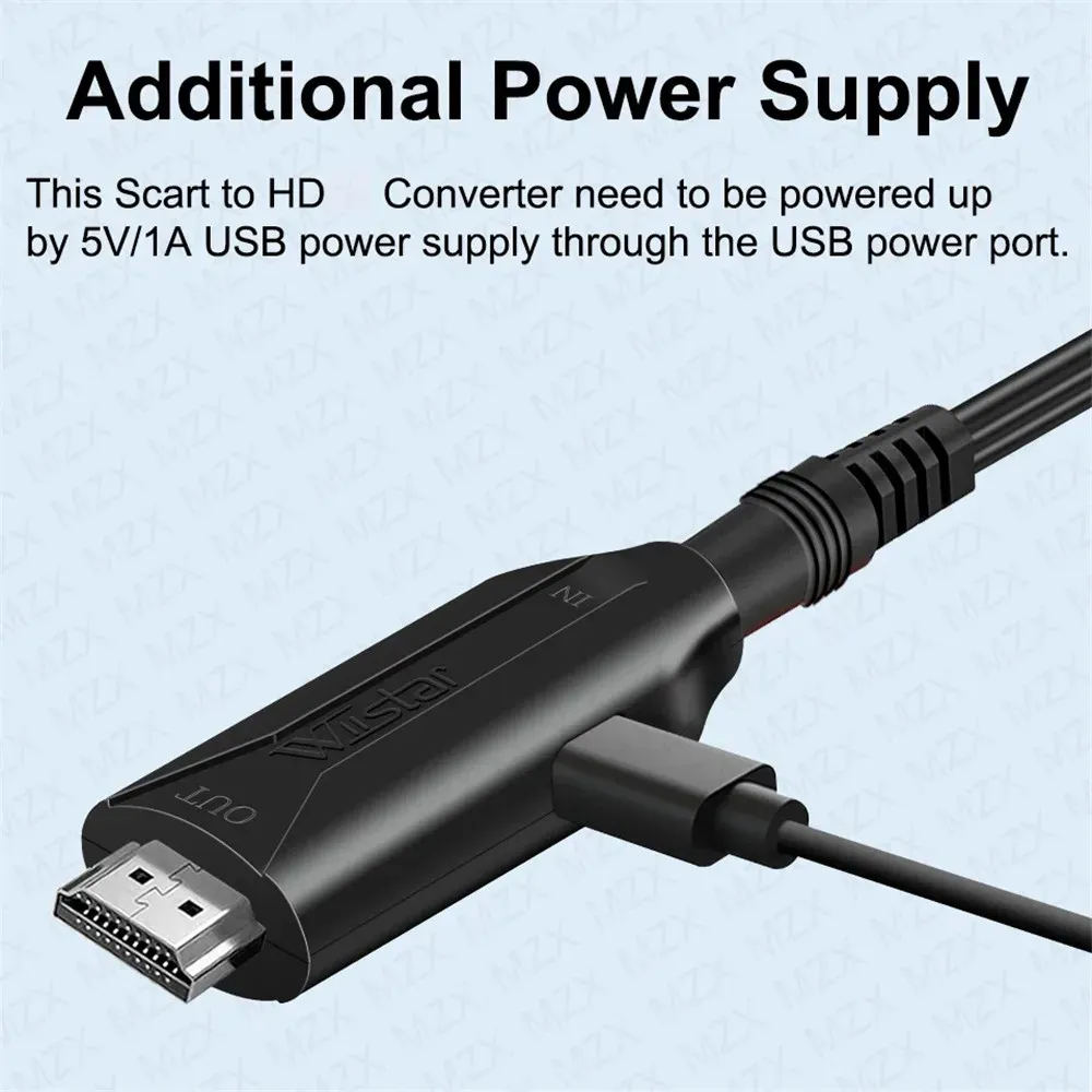 Convertisseur Scart vers HDMI 1080p, adaptateur audio vidéo pour TV HDTV, PC et lecteur DVD 5