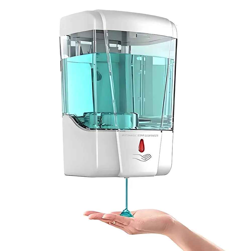 Distributeur automatique de savon sans contact 700 ml à capteur, fonctionnement sur piles, montage mural, pour salle de bain et cuisine