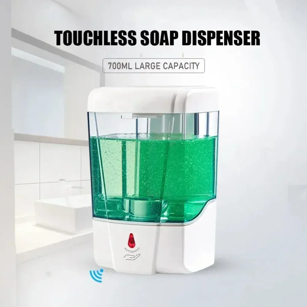 Distributeur automatique de savon sans contact 700 ml à capteur, fonctionnement sur piles, montage mural, pour salle de bain et cuisine 3