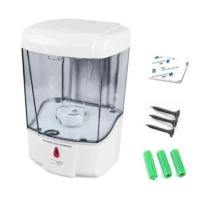 Distributeur automatique de savon sans contact 700 ml à capteur, fonctionnement sur piles, montage mural, pour salle de bain et cuisine 7