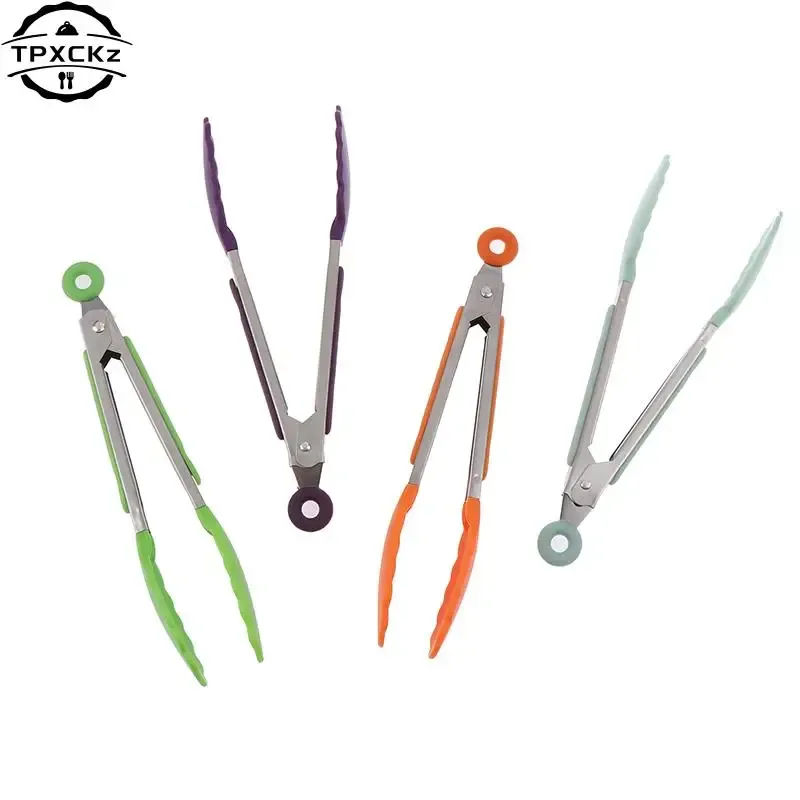 Pince de cuisson en silicone et acier inoxydable pour barbecue 4