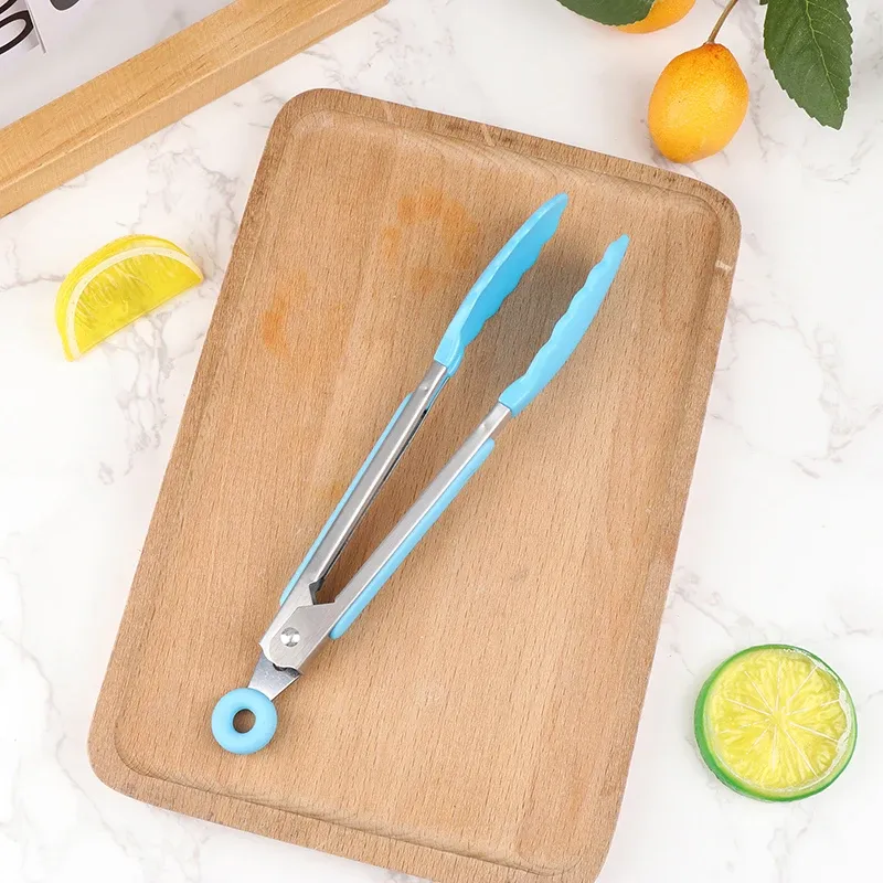 Pince de cuisson en silicone et acier inoxydable pour barbecue 11