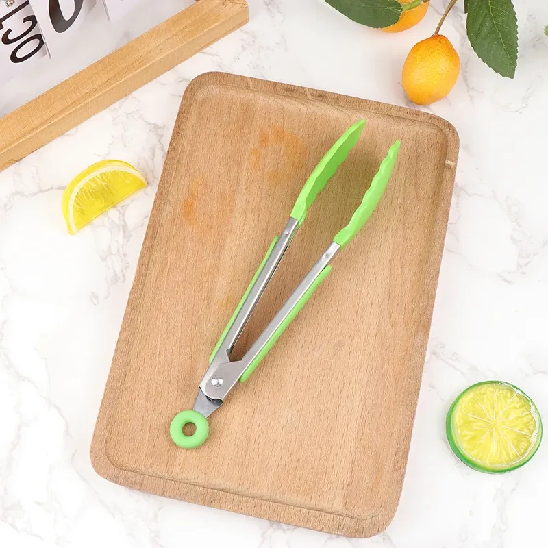Pince de cuisson en silicone et acier inoxydable pour barbecue 10