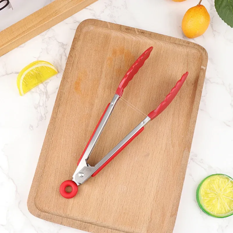 Pince de cuisson en silicone et acier inoxydable pour barbecue 9