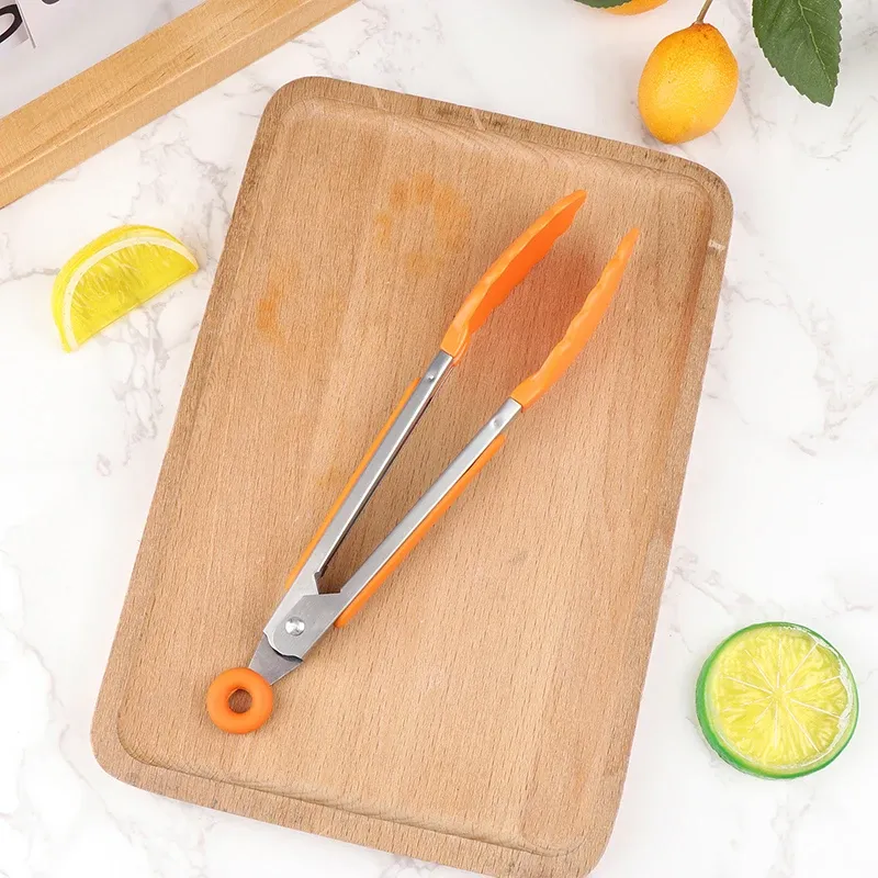 Pince de cuisson en silicone et acier inoxydable pour barbecue 13