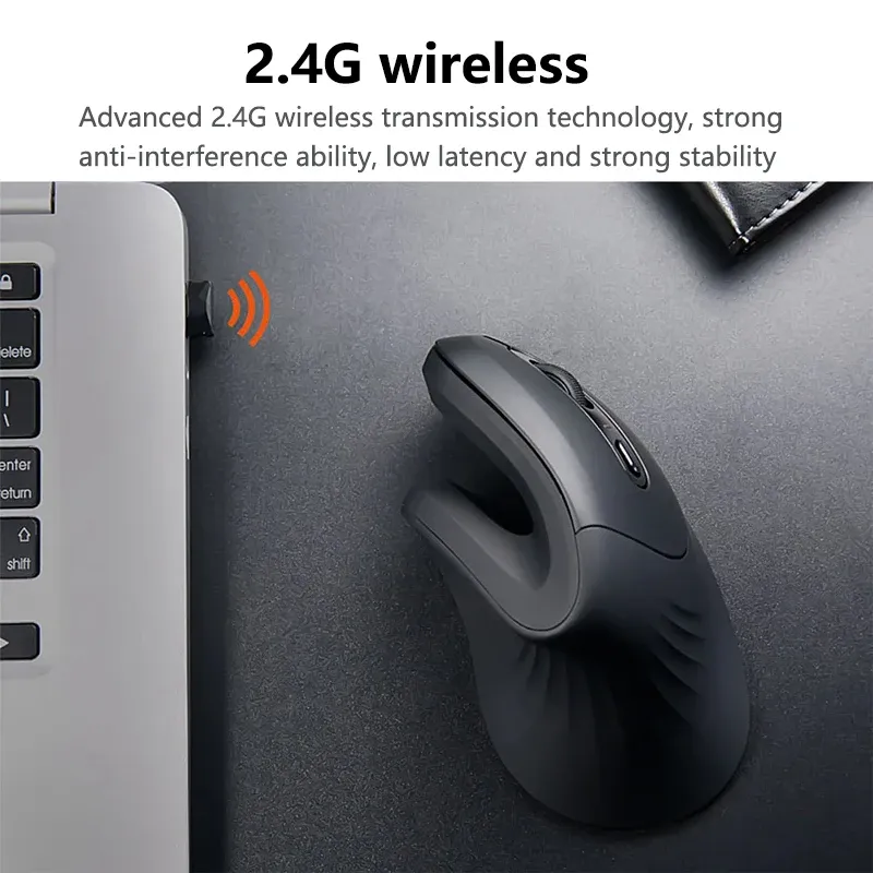 Warvank U2 Souris verticale sans fil ergonomique, silencieuse, DPI réglable 800/1200/1600 pour ordinateur portable