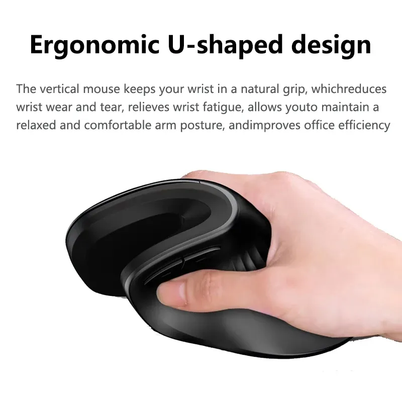 Warvank U2 Souris verticale sans fil ergonomique, silencieuse, DPI réglable 800/1200/1600 pour ordinateur portable 3