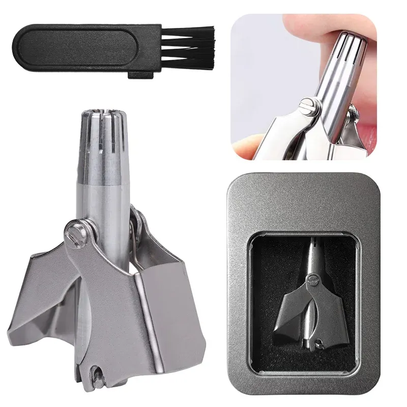 Tondeuse manuelle à poils de nez en acier inoxydable, entièrement lavable, pour hommes et femmes 7