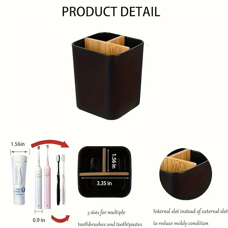 Porte-brosse à dents pour salle de bain, support de rangement multifonctionnel pour brosse à dents et dentifrice, accessoire de salle de bain 1 pièce 5