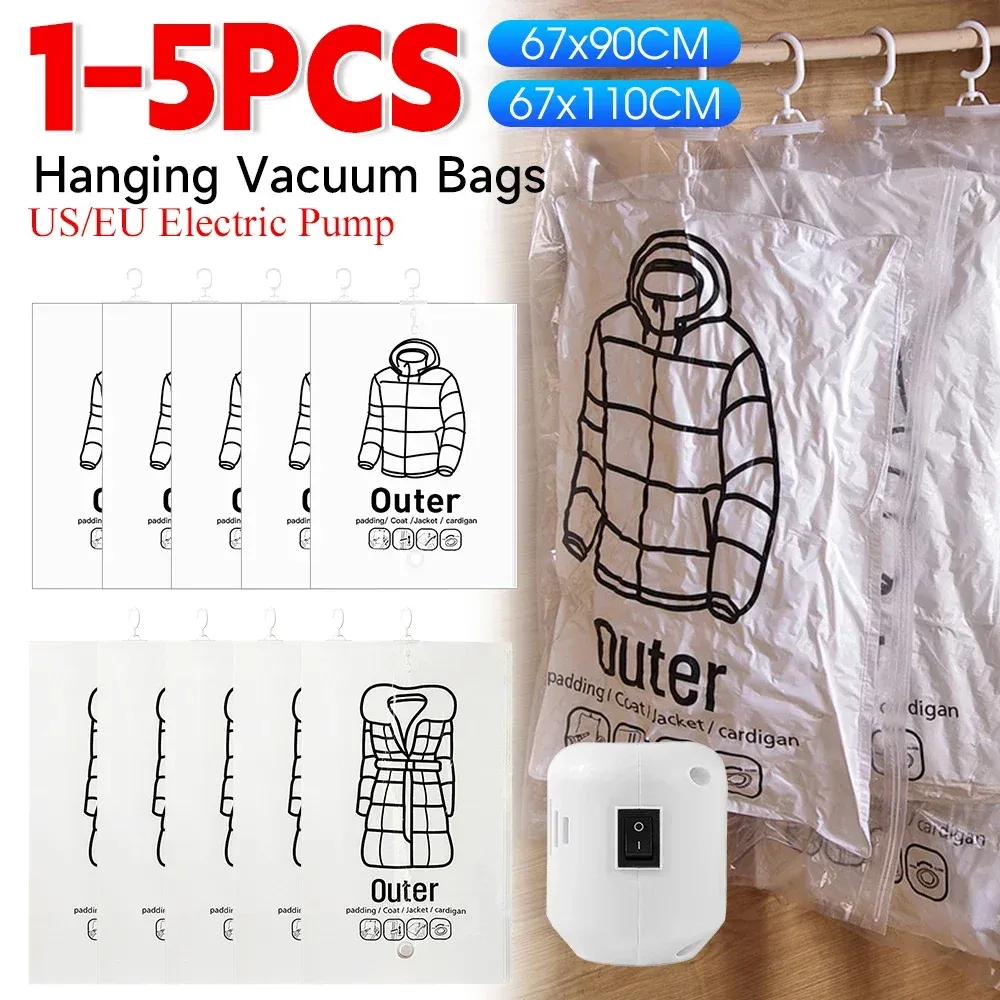Sacs de rangement sous vide réutilisables pour vêtements et couettes, lot de 1 à 5 pièces