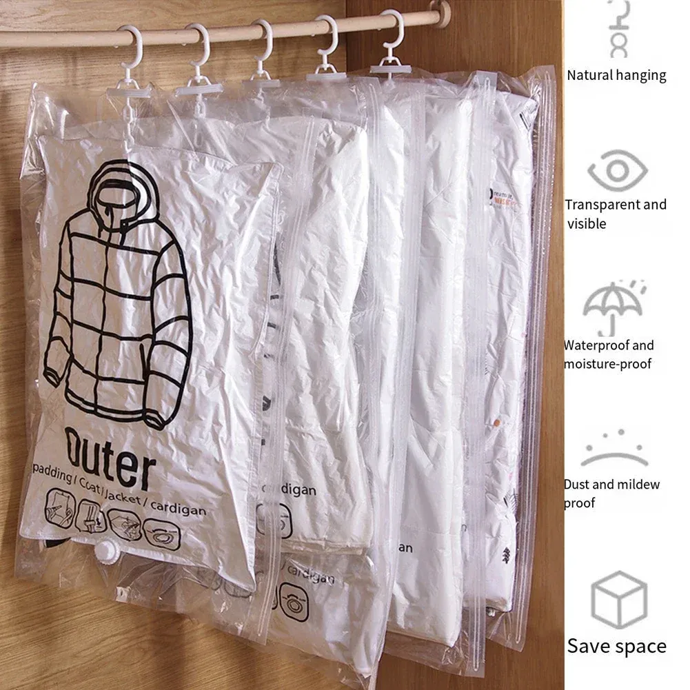 Sacs de rangement sous vide réutilisables pour vêtements et couettes, lot de 1 à 5 pièces 2