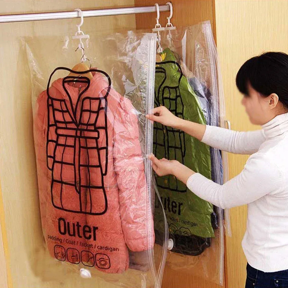 Sacs de rangement sous vide suspendus, fermeture latérale