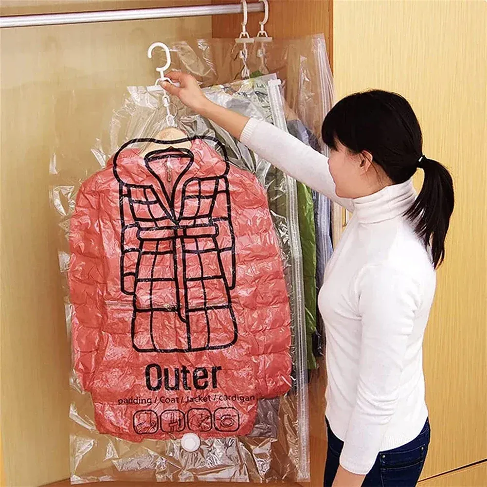Sacs de rangement sous vide suspendus, utilisation