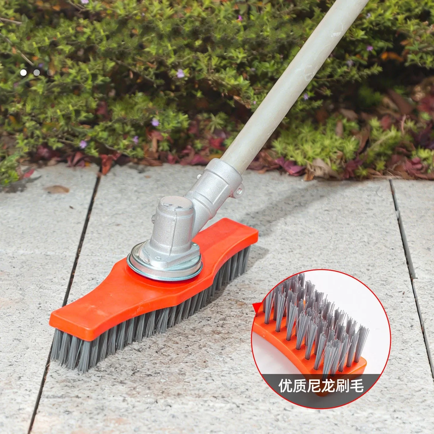 Brosse de nettoyage pour tondeuse à gazon avec manche réglable, désherbeur haute performance pour terrasse et joints de carrelage 3