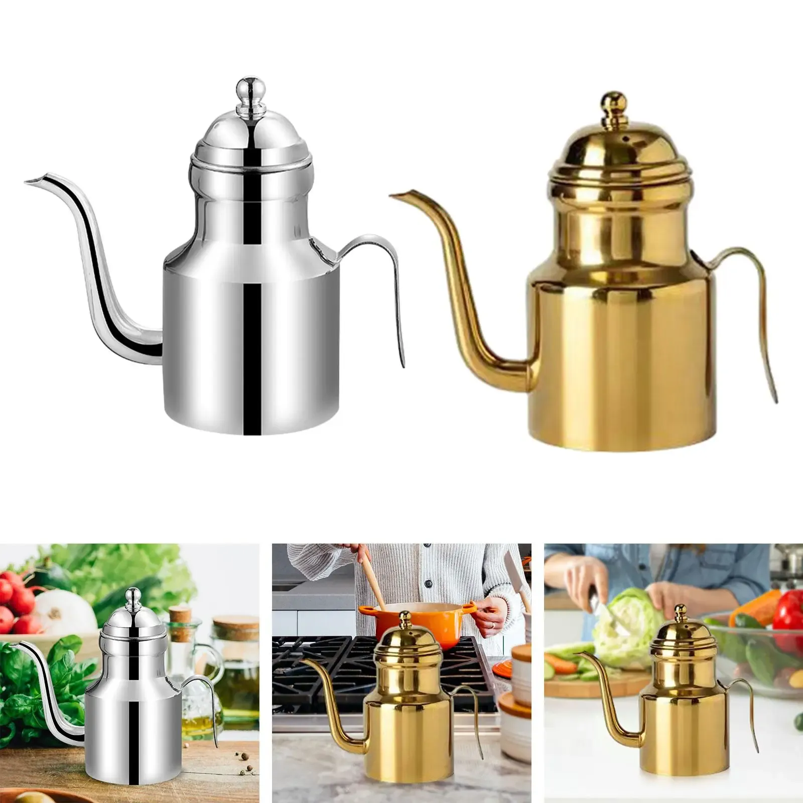 Distributeur d'huile d'olive en acier inoxydable en situation