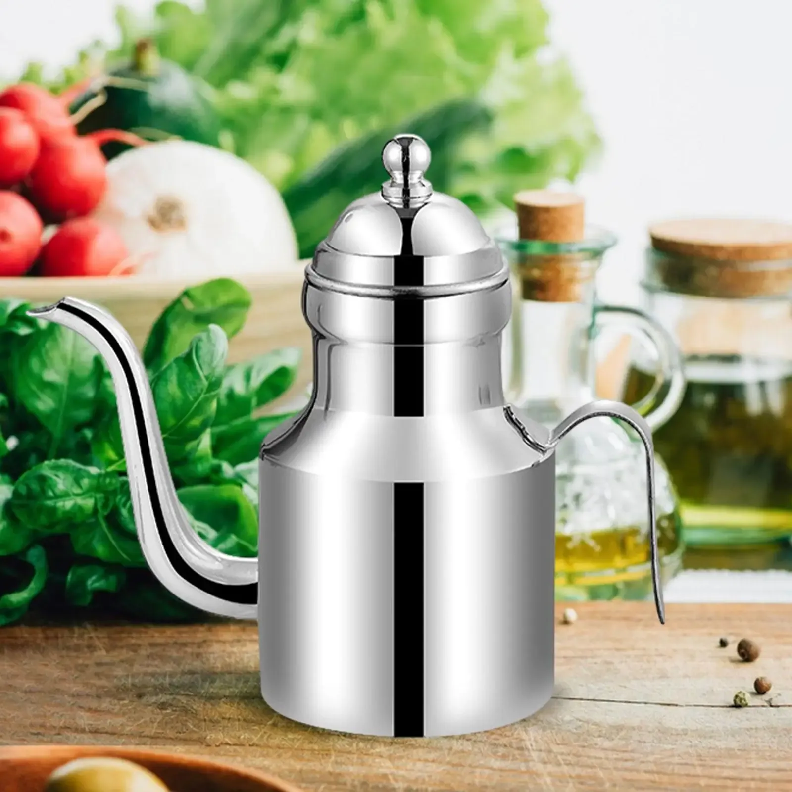 Bouteille distributrice d'huile d'olive en acier inoxydable, étanche et robuste, avec poignée et couvercle 8