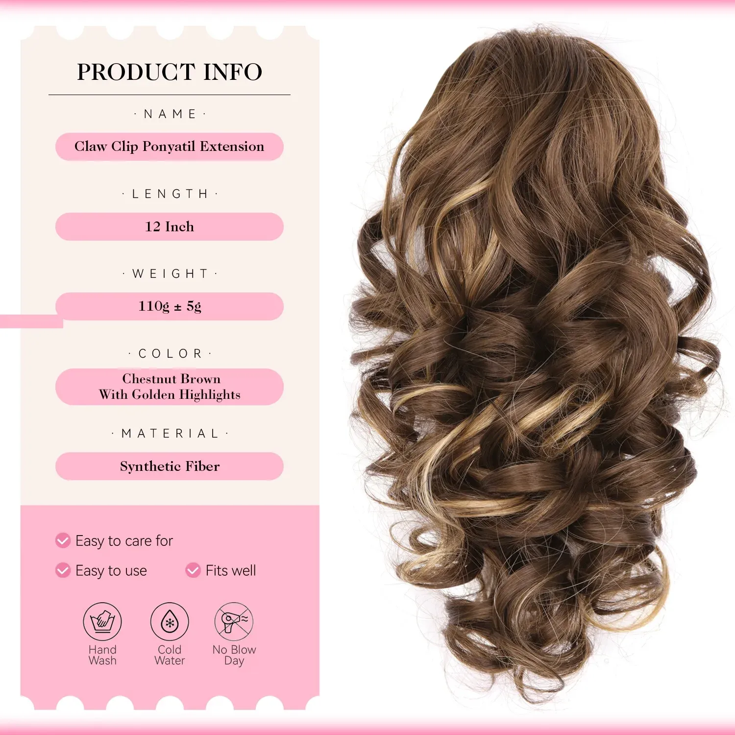 Extensions capillaires synthétiques bouclées et ondulées 12 pouces, postiche courte et volumineuse à clips pour femmes et filles 2